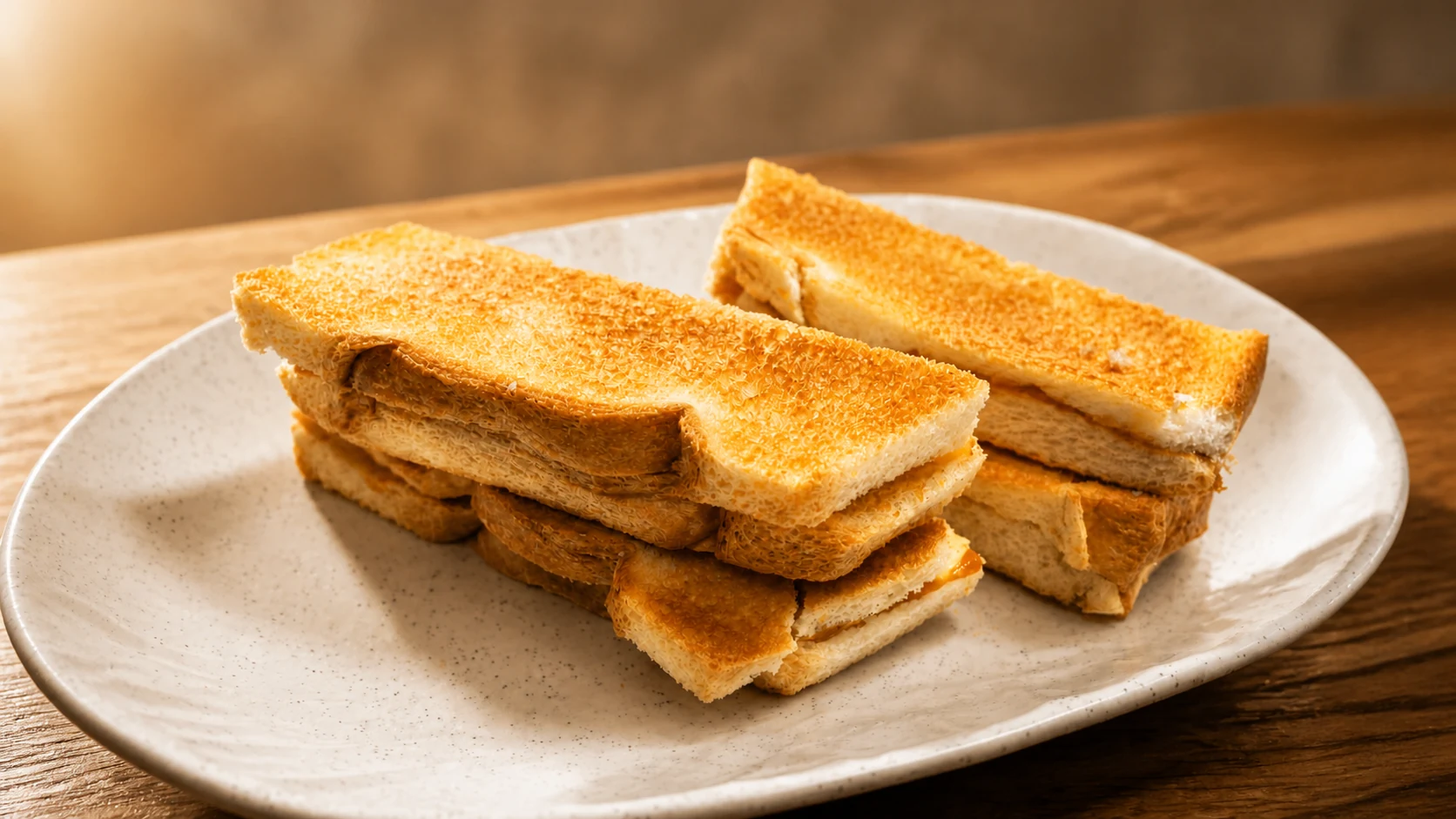 Plate of toasted bread sandwiches